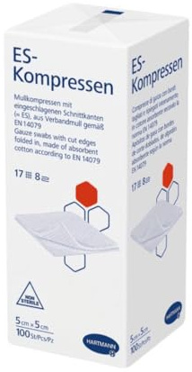 Paul Hartmann AG Mullkompressen unsteril, 100 Stück (1er Pack), 5 x 5 cm, 17-fädig, 8fach