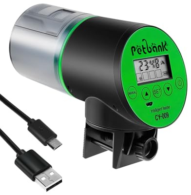 Petbank Futterautomat Aquarium, Fische Automatischer Fischfutterspender mit Typ-C Ladekabel, Fischtank 200ml Kapazität