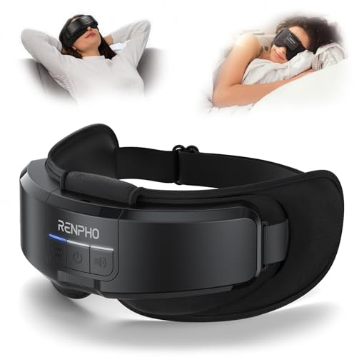 RENPHO Eyeris Shift Augenmaske Massagegerät, 2 in 1 Augenmassagegerät mit Wärme und Bluetooth Musik, 3 Druckstufen, 3 Heizstufen, 3 Timer, Schlafmaske zur Entlastung der Augen, Geburtstagsgeschenk