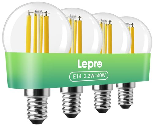 Lepro Energieklasse A E14 LED warmweiss, 2.2W P45 470 Lumen 2700K, 4 Stück | Nicht Dimmbar E14 Warmweiß LED Glühbirne, kein Blinken und kein Blendlicht, 300° Abstrahlwinkel, entspricht 40W Glühlampe
