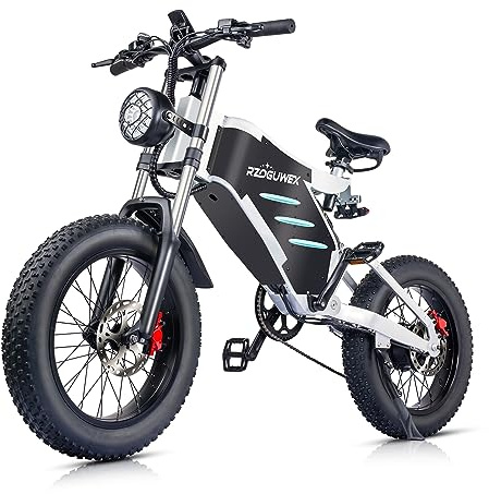 RZOGUWEX Elektrofahrrad, 20-Zoll-Offroad-EBIKE für Erwachsene mit Abnehmbarem 48V 25Ah Lithium-Ionen-Akku, 7-Gang-Schneerad mit Zwei Stoßdämpfern und Bürstenlosem Motor