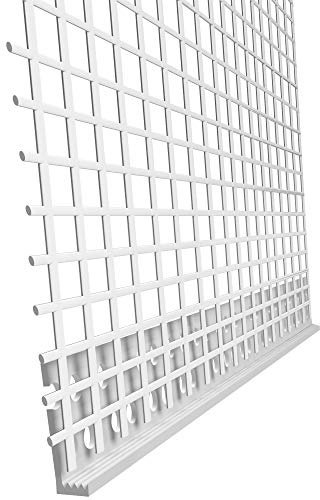bauFIT 25x PVC Abschlussprofil für 6mm Putzstärke je Stab 2,0m (Insgesamt 50m) Putzprofil Putzabschluss mit Gewebe Armierungsgewebe
