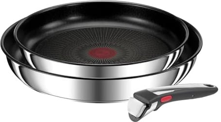 Tefal Ingenio Preference On 3-teiliges Pfannenset abnehmbarer Griff, 24/28 cm, stapelbar, platzsparend, Topfset Induktion mit Antihaftversiegelung, einfache Handhabung und Reinigung, L97493