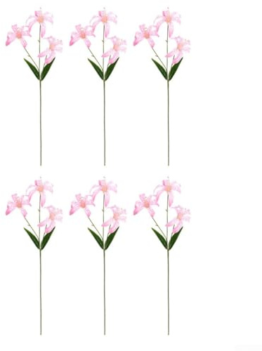 Zeroupshop 60 cm künstlicher Lilienstrauß, 6 Stück, künstliche Blumen für Hochzeiten, Brautsträuße, Tischdekoration, Party und Zuhause, Büro, Gartendekoration (rosa)