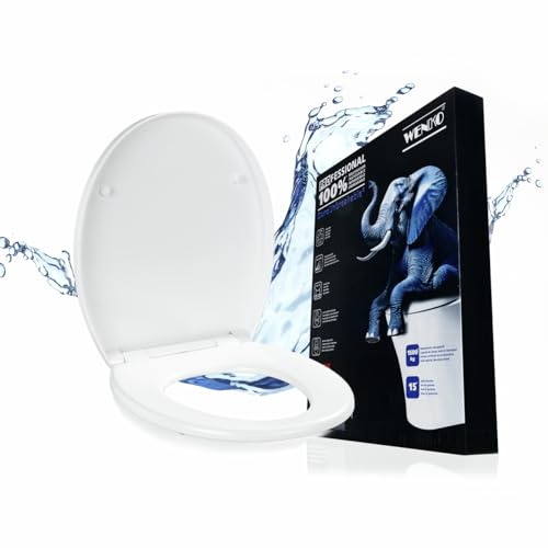 WENKO WC-Sitz Mod. Crevada DuroUnbreakable, belastbar bis 1500 kg, bruchfest und strapazierfähig, mit Easy-Close Absenkautomatik, inkl. Mikrofasertuch, 39 x 45,5 cm, Weiß