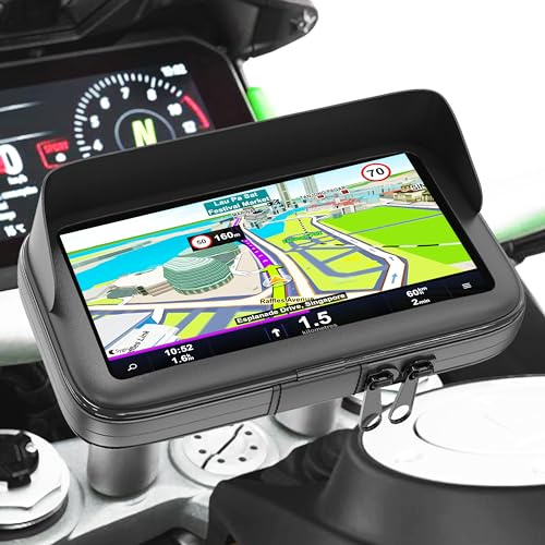 Turnaroundtech Motorrad handyhalterung wasserdicht mit Ladegerät 2.1A Schnellverbindung Handytasche mit Blendfreies Visier gültig für Smartphones bis 7,5 unzerbrechliche Lenkerhalterung