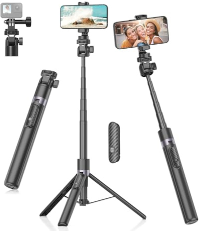 Gahenwo 173cm Selfie Stick Stativ, Einbeinstativ Tripod für Action-Kamera, All-in-1 Handy Stativ mit Fernbedienung,Tragbarer Reisen Telefonstativ-Ständer Foto Video-Kits kompatibel mit iPhone/Android