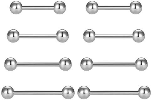 Longita Brustwarzenpiercing Zungenpiercing 14G Chirurgenstahl Straight Barbells Zungenring Nippel Shield Ring Piercing Schmuck Stab 12mm 14mm 16mm 18mm