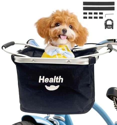 Fahrradkorb vorne, Faltbar Fahrrad vorne Korb, Easy Install Abnehmbare FahrradkorbTasche für Kleiner Hund-Einkaufen-Reisen-Picknick, mit Lenkeradapter