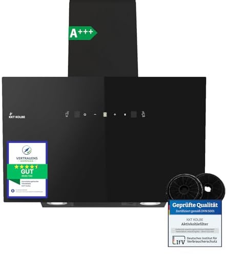 KKT KOLBE Dunstabzugshaube 80cm | Umluft Abluft | 782cbm/h | Wandhauben Kopffrei | Schwarz | Glas | Gestensteuerung | SensorTouch Bedienung | LED-Beleuchtung | TRIO8025S