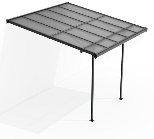 Juskys® Terrassenüberdachung Borneo 3x3 m — Sonnenschutz aus Aluminium mit transparenten Doppelstegplatten — Terrassendach zur Wandmontage in Anthrazit