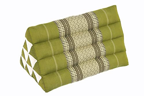 Handelsturm Dreieckskissen Rückenstützkissen 50x28cm – Keilkissen mit 100% Kapok Füllung, waschbar, handgefertigt, ideal als Lesekissen & Meditationskissen (bambusgrün)