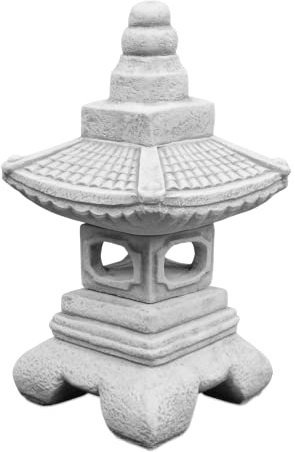 gartendekoparadies.de Yukimi-Pagode Japanische Steinlaterne aus Steinguss, Grau, Frostsicher für Außenbereich, H. 52 cm, 28 kg
