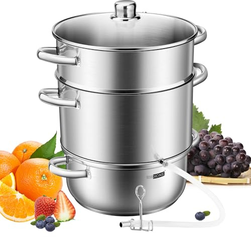 VIVOHOME Dampfentsafter 8L Fruchtentsafter aus Edelstahl mit Glasdeckel, Ø26 Spülmaschinengeeigneter Entsafter, Dampfentsafter für alle Herdarten auch Induktions geeignet