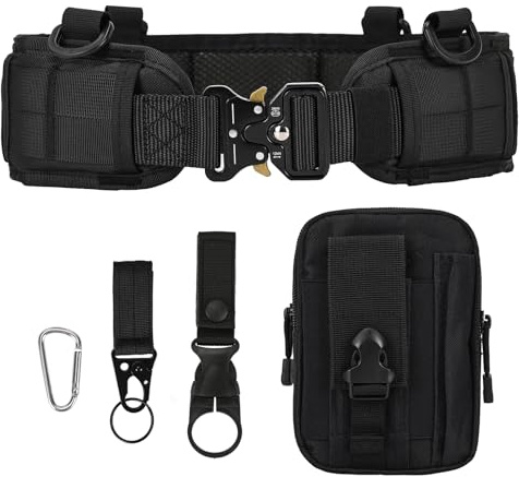 LUUFAN Taktisches Gürtel-Set für Herren, Militär, verstellbarer Nylon-Arbeitsgürtel mit robuster Schnellverschluss-Metallschnalle für Outdoor-Sportaktivitäten (schwarz)