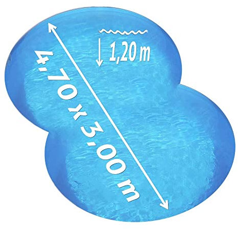 POOL Total Achtform-Set Bronze 4,70 x 3,00 x 1,20 m, Folie blau 0,80 mm, aufgestellt
