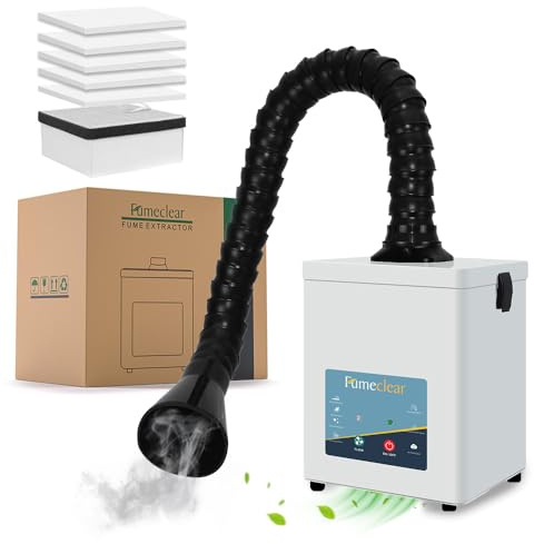 FumeClear FC2001A Lötrauchabsaugung, 120 bis 180m³/h starke Absaugung, 2-in-1 HEPA-Aktivkohlefilter mit 99,97% Filterwirkung zur effizienten Rauchabsaugung für Lötarbeiten, DIY & 3D-Druck