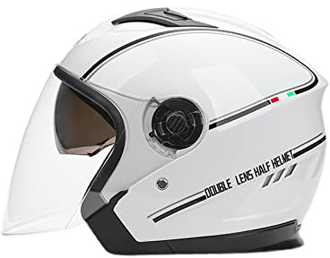 LIONCIANO Motorradhelm Mit Doppelvisier, Jet-Helm für Roller, Scooter, Moped, Mofa, Chopper - Retro Vespa Vintage Stil (Weiß)