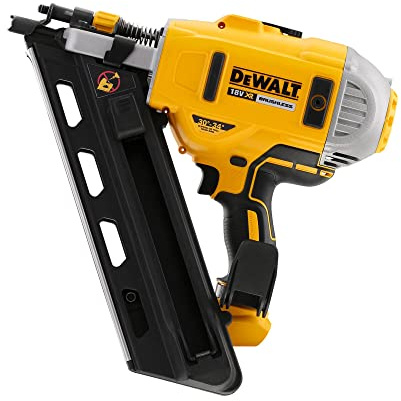 DeWALT 18V Akku-Nagler / Elektronagler, 90mm, für 18V XR-Akkus, Sicherheitsschalter, Schutzkappe, niedrige Vibrationen, kompakte Abmessungen, werkzeuglose Tiefeneinstellung via Stellrad, DCN692N