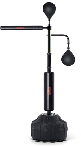 VEVOR Box-Speed-Trainer, Boxsack mit Ständer, Reflex-Boxsack für Jugendliche & Erwachsene, Höhenverstellbares Schlagsack-Set mit Handschuhen, Workout-Speed-Bag für Training Schwarz