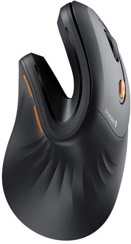 ProtoArc EM11 NL Kabellos Ergonomische Vertikale Maus, Aufladbar, Schwarz | mit 3 Geräten (2 x Bluetooth 5.0 + USB), für kleine bis mittelgroße Hände, für Computer, iPad, Mac, Windows