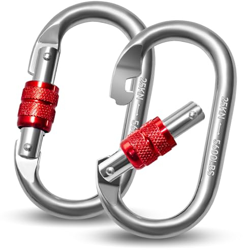 Vipuikos 2 Stück Karabinerhaken 25KN Schwerlast, O-förmiger Karabiner Groß, Sicherheitskarabiner aus Edelstahl, 2500 Kg Belastbarkeit, für Yoga, Hängematten, Camping, Schaukel, Klettern, Absei