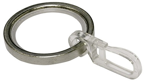 Gardinia Gardinenringe für Gardinenstangen mit 20 mm Durchmesser, Inklusive Gleiteinlage und Faltenlegehaken, 10 Stück, Serie Chicago, Breite 4 mm, Metall, Edelstahl-Optik, 10011158