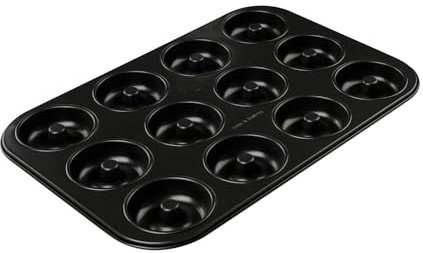 Dr. Oetker 12er Donutbackform TRADITION, Donutform mit Antihaftbeschichtung, hochwertige Backform mit ausgezeichneter Wärmeleitung, Form für gleichmäßig geformte Donuts (Farbe: Schwarz)