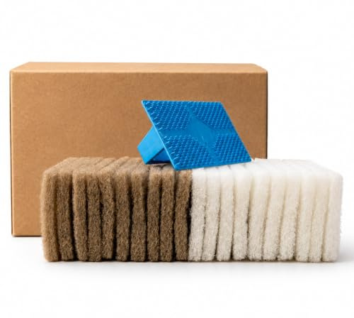 OLI NATURA Pad-Set zum Auftragen & Auspolieren von Holzölen | Mit 10 Massierpads, 10 Polierpads & ergonomischem Padhalter - für ein gleichmäßiges, professionelles Finish