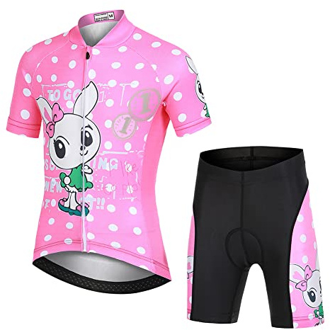 Amur Leopard Kinder Fahrrad Trikot Set Jungen Mädchen (Kurzarm Trikot & Kurz Radhose mit 3D Sitzpolster) Atmungsaktiv Radsport Bekleidung