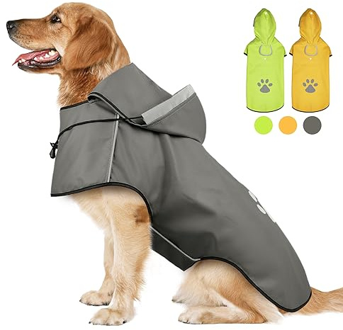 Hunderegenmantel Hund Regenjacke Wasserdicht Reflektierend Kapuze XL