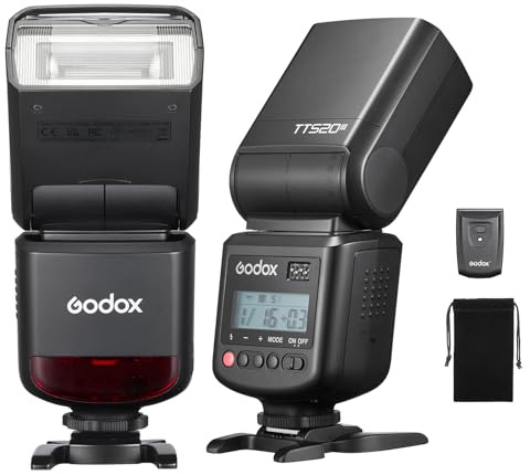 Godox TT520III Camera Flash Speedlite,GN 33 Blitzgerät mit RT-16 Funkauslöser, S1/S2 Optische Synchronisierung, PC-Synchronisierungsanschluss für Canon/Sony/Fujifilm/Nikon/Panasonic/Olympus