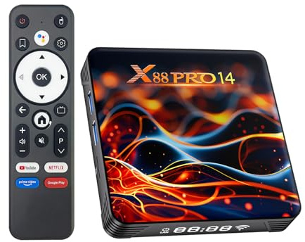 Android TV Box 14.0, 2025 4K@60fps Neueste Android Box mit RAM 2G ROM 16G WiFi6 Enternet 10/100M Bluetooth 5.0 USB 3.0 Unterstützt 3D HD 8K 2K 1080P Smart TV Box