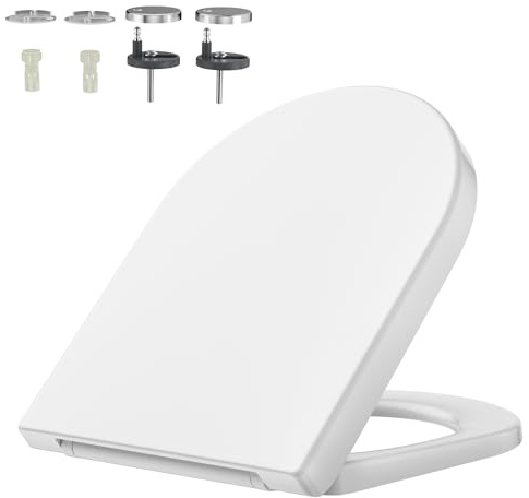 Rainsworth Nano Glaze Toilettendeckel Form D,Urea Formaldehyd Wc Sitz Mit Absenkautomatik,Ergonomisch Gestalteter Toilettensitz der nicht vergilbt,Universal Weiße Klobrille