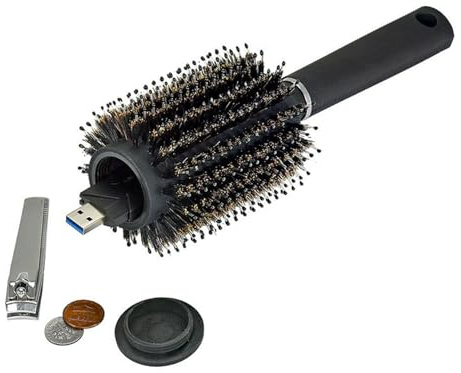 Diversion Safe Haarbürste mit verstecktem Stauraum, Geheimtresor zum Verstecken von Geld, Schlüsselversteck, Reise-Haarbürste – diskrete Aufbewahrungsbox für Wertsachen (Schwarz)