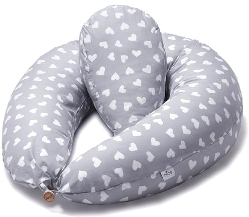 Niimo® XXL+ Seitenschläferkissen & Schwangerschaftskissen – 3-in-1 Stillkissen mit Extra-Kissen als Baby-Nest, 100% Baumwolle, Waschbar, Ergonomisch, Lagerungskissen Erwachsene (200 x 70 cm)