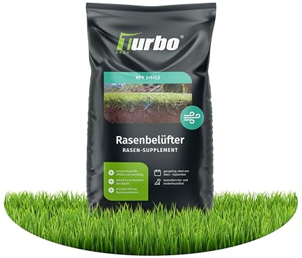 turbogrün® Rasenbelüfter 10 kg für 300 m² Bodenaktivator und Rasenlüfter | Zersetzt Rasenfilz und aktiviert das Bodenleben - unterstützt Belüftung, Bodenpflege und Entwicklung eines gesunden Rasens
