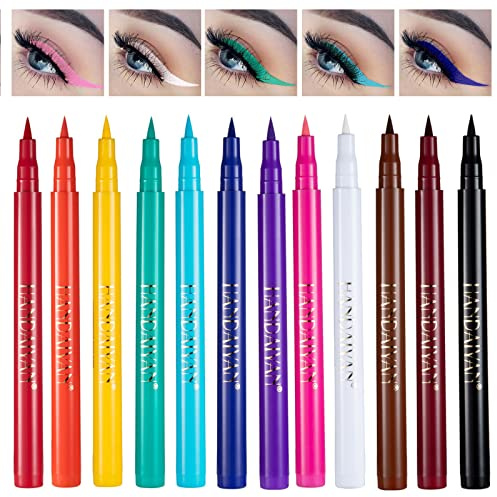 Vesaneae 12 Farben Matt Eyeliner Set, Wischfest Glatter Langlebiger Eyeliner, Wasserdicht Multifunktionale Farbmalerei Party-Make-up
