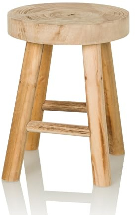 hjh LIVING Hocker aus Paulownia-Holz, Stabiler Holzhocker im Skandi-Look | Massives Holz unbehandelt & naturbelassen, Sitzhocker Pflanzenhocker Blumenhocker