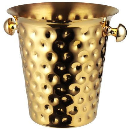 RYing Sektkühler, Eiskübel Edelstahl 5l,Champagner Kühler mit Griff für Bar, Party, Grill (Gold)