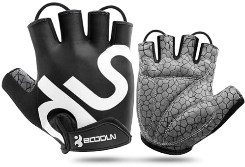 KONVINIT Fahrradhandschuhe Herren,MTB Handschuhe Halbfinger,Radhandschuhe für Rennrad und Mountainbike Atmungsaktiv Rutschfestes,Fahrrad Handschuhe Freizeit für Männer und Damen,Black S