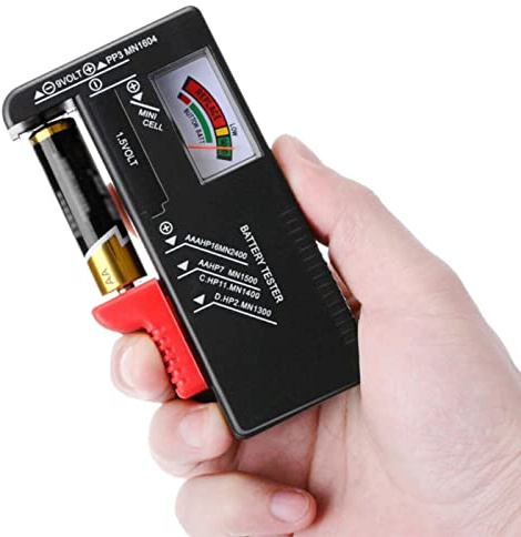 ZHITING Batterietester, Batterietester mit analoger Anzeige-zur Kontrolle des Ladezustandes, passend für AA AAA C D 9V 1,5V Knopfzellenbatterie Akku