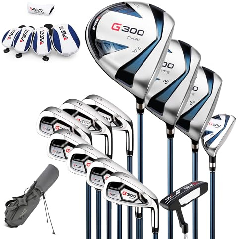 PGM Herren-Golfschläger-Set – 9/12-teilig, Titan #1 Driver, hochfeste Eisen, verzeihender Putter, für Rechtshänder Linkshänder