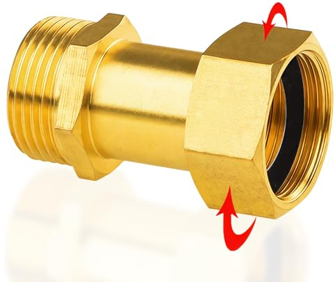 Messing Verschraubung beide Seiten gleich G3/4 x G3/4 Zoll AGxIG (AG Ø 25,7mm x IG Ø 24mm),DN20,Messing Beweglich Verschraubung Durchgang G3/4,IGxAG 3/4 Zoll mit Dichtung