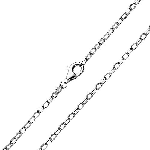 2mm Erbskette Silber 925 oval Damen Herren Halskette rhodiniert K68 | Gliederkette aus hautfverträglichem Sterlingsilber Made in Germany von MATERIA by Matthias Wagner