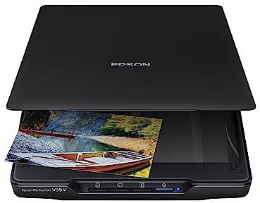 Epson - Perfection V39 II - Farbfoto- und Dokumenten-Flachbettscanner - 4800 DPI optische Auflösung - Hochsitzender, Abnehmbarer Deckel - Scannen in die Cloud - USB-Stromversorgung - Bildscannen -