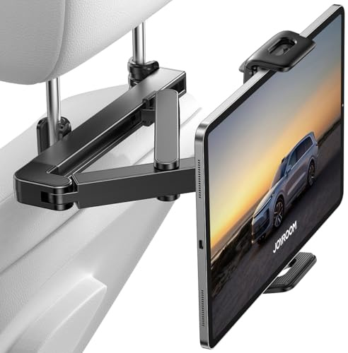 JOYROOM Tablet Halterung Auto [Stabilisierende dreieckige Struktur] iPad Halterung Auto mit Doppeltem Gestänge Klapparm Tablet Halterung Auto Kopfstütze für iPad/Switch/Phone 4.7-13 Bildschirm Geräte