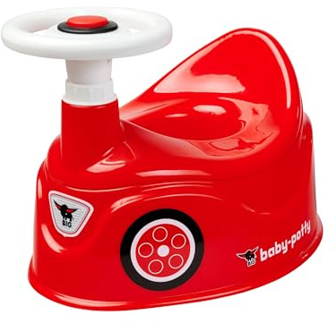 BIG-Baby-Potty - Lerntöpfchen im BIG-Bobby-Car Design mit abnehmbarem Lenkrad und hoher Rückenlehne, herausnehmbarer Einsatz, für Kinder ab 18 Monaten, aus Kunststoff, Rot