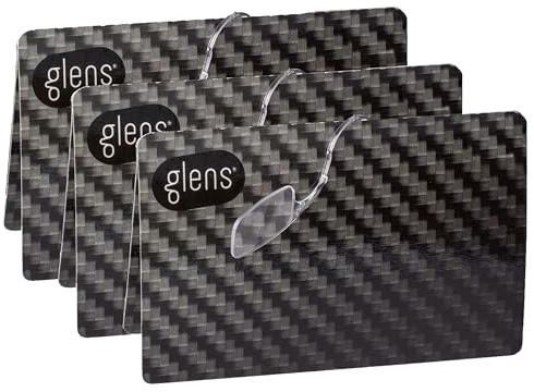 glens Unisex-Lesebrille 3er-Pack rutschfeste Lesebrillen für Herren und Damen Armlose Notfallbrille im Taschenformat | Erhältlich in verschiedenen Stärke (3er-Pack Carbon, Stärke +2,0)