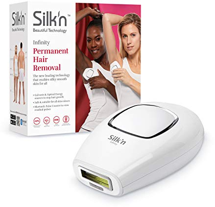 Silk'n Infinity, dauerhafte Haarentfernung, 400.000 Lichtimpulse, für helle bis dunkle Haut, Puls- und Gleittechnik, IPL, Weiß